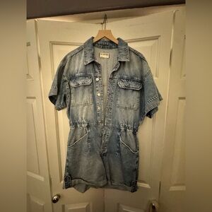 We The Free - Free People Washed Light Blue Denim romper -L